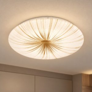 Eglo nieves 1 plafoniera led 19,5w 3000k 41cm per sala da pranzo moderna bianca e oro