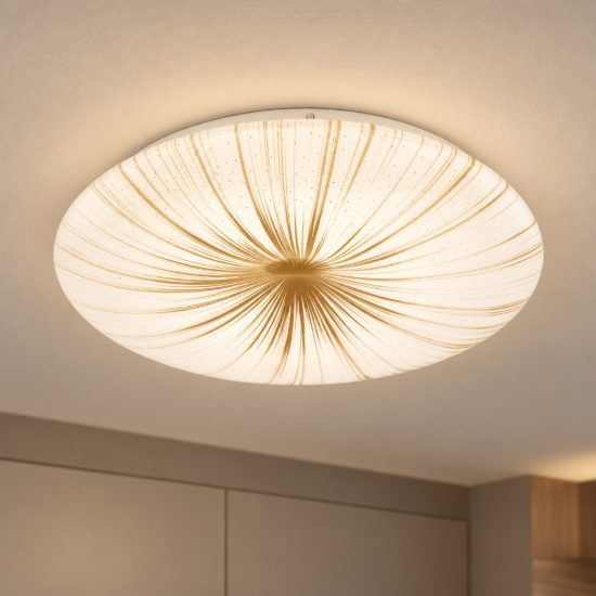 Eglo nieves 1 plafoniera led 19,5w 3000k 41cm per sala da pranzo moderna bianca e oro