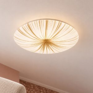 Eglo nieves 1 plafoniera led 30,8w 3000k 51cm per soggiorno moderna bianca e oro