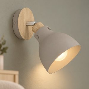 Eglo arrecife applique con faretto e27 orientabile 14,5cm per soggiorno moderna marrone e nichel
