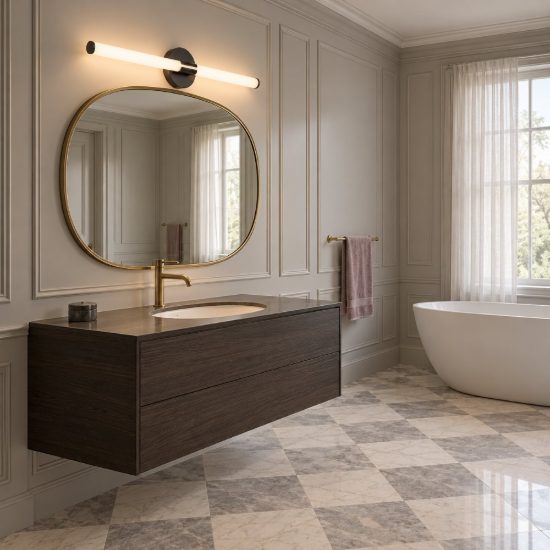 Eglo ramola applique per specchio led 11w cct 3000k 6500k 60cm ip44 per bagno moderna nera