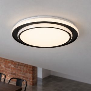 Eglo moschetta plafoniera led 36w cct 2700k 6500k 49cm per sala da pranzo moderna nera