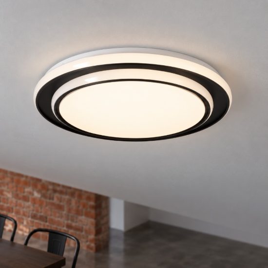Eglo moschetta plafoniera led 36w cct 2700k 6500k 49cm per sala da pranzo moderna nera