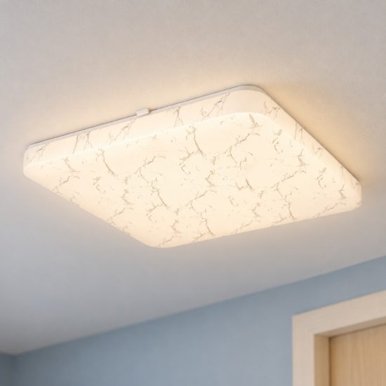 Eglo allerona plafoniera led 24w cct 2700k 6500k 41cm per ingresso moderna bianca effetto marmo
