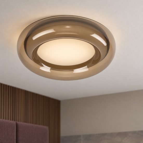 Eglo conistarino plafoniera led 19,5w cct 2700k 6500k 40cm per camera da letto moderna bianca e marrone doppio bordo