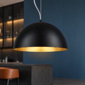 Eglo gaetano 1 lampadario a sospensione 38cm per cucina moderno nero e oro