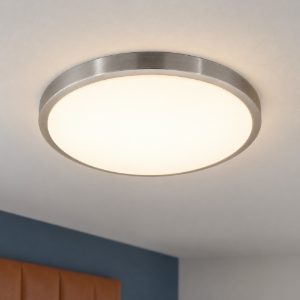 Eglo competa 1 plafoniera led 20w 3000k 43cm per camera da letto moderna bianca e nichel