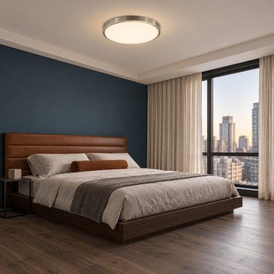 Eglo competa 1 plafoniera led 20w 3000k 43cm per camera da letto moderna bianca e nichel