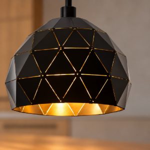 Eglo roccaforte lampadario a sospensione 30cm per cucina moderno nero e oro