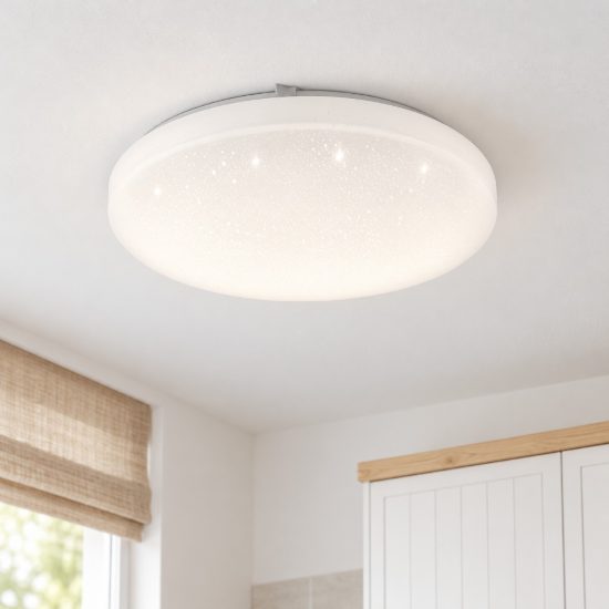 Eglo frania plafoniera led 14,6w 3000k 33cm per cucina moderna bianca effetto cristallo