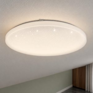 Eglo frania plafoniera led 33w 3000k 43cm per soggiorno moderna bianca effetto cristallo