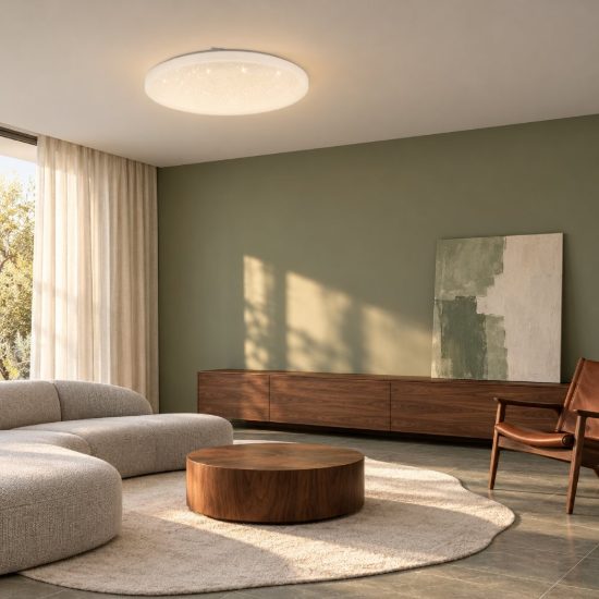 Eglo frania plafoniera led 33w 3000k 43cm per soggiorno moderna bianca effetto cristallo