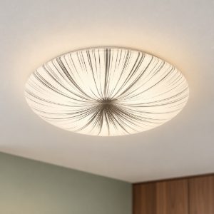 Eglo nieves plafoniera led 35,2w 3000k 51cm per soggiorno moderna bianca e argento