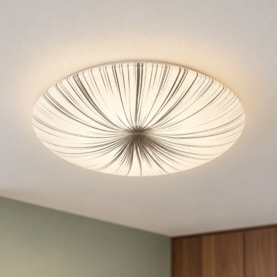 Eglo nieves plafoniera led 35,2w 3000k 51cm per soggiorno moderna bianca e argento