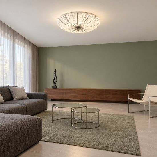 Eglo nieves plafoniera led 35,2w 3000k 51cm per soggiorno moderna bianca e argento