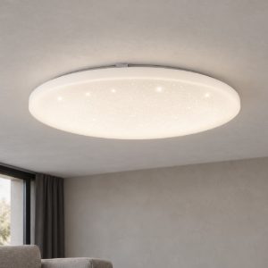 Eglo frania plafoniera led 50w 3000k 55cm per soggiorno moderna bianca effetto cristallo
