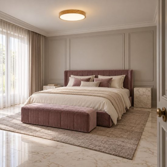 Eglo musurita plafoniera led 33w 3000k 44cm per camera da letto moderna effetto legno