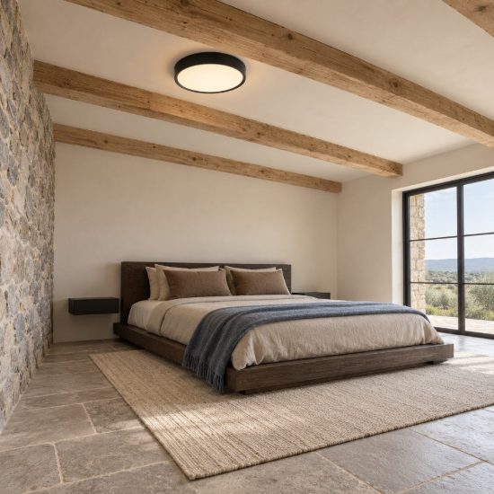 Eglo musurita plafoniera led 33w 3000k 44cm per camera da letto moderna nera