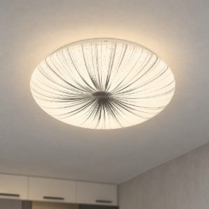 Eglo nieves plafoniera led 10w 3000k 31cm per cucina moderna bianca e argento