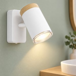 Eglo consuma applique con faretto gu10 orientabile 6cm ip44 per bagno moderna bianca e marrone