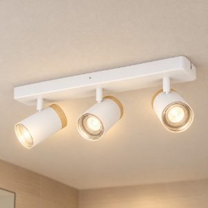 Eglo consuma plafoniera con 3 faretti gu10 orientabili 40cm ip44 per bagno moderna bianca e marrone