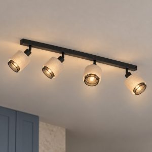 Eglo rosley plafoniera con 4 faretti e14 orientabili 75cm per cucina moderna nera