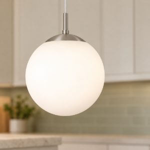 Eglo rondo lampada a sospensione 20cm per cucina moderna globo nichel opaco