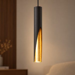 Eglo barbotto lampada a sospensione moderna cilindro oro nero per isola
