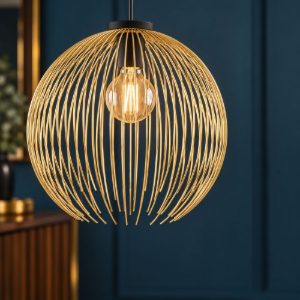 Eglo venezuela lampadario a sospensione 40cm sfera nero e oro per ingresso