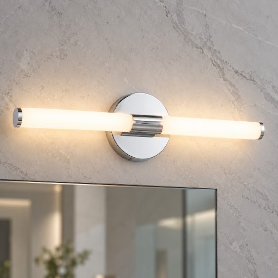 Eglo ramola applique per specchio led 7,5w cct 3000k 6500k 45cm ip44 per bagno moderna cromo