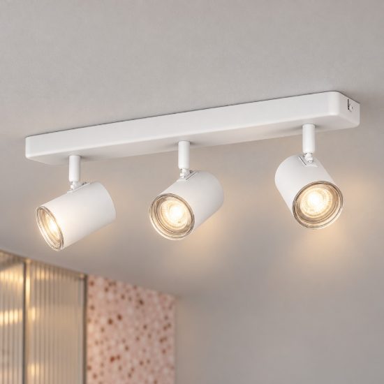 Eglo consuma 1 plafoniera con 3 faretti gu10 orientabili 40cm ip44 per bagno moderna bianca