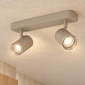 Eglo consuma 1 plafoniera con 2 faretti gu10 orientabili 28cm ip44 per bagno moderna sabbia