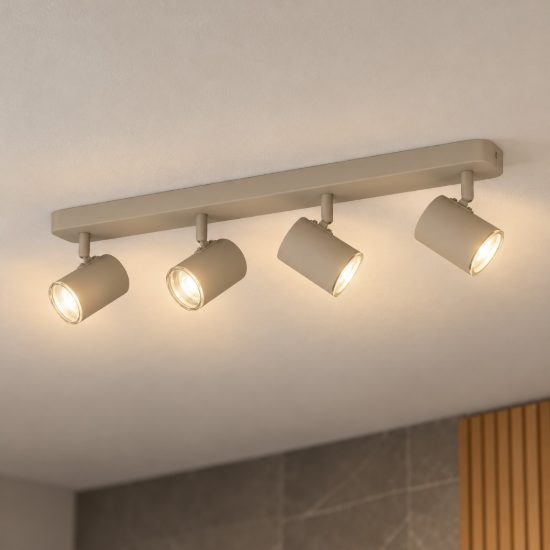 Eglo consuma 1 plafoniera con 4 faretti gu10 orientabili 58cm ip44 per bagno moderna sabbia