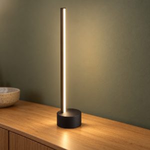 Eglo flatron z lampada da tavolo led 12w rgb 2700k 6500k con telecomando nera design moderna