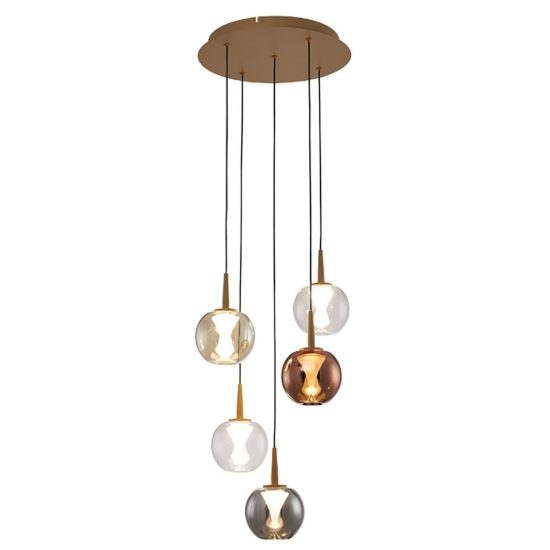 Lampadario moderno sfere oro vetro per ingresso led 25w 3000k