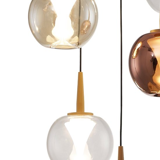 Lampadario moderno sfere oro vetro per ingresso led 25w 3000k