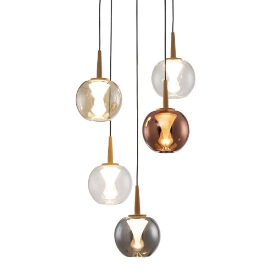 Lampadario moderno sfere oro vetro per ingresso led 25w 3000k