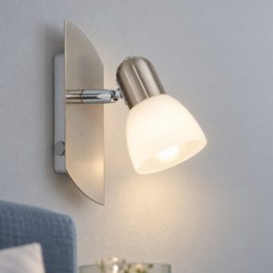Eglo enea applique con faretto e14 orientabile 19cm per camera da letto moderna nichel