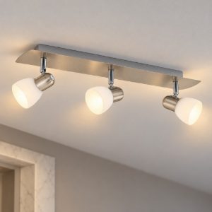Eglo enea plafoniera con 3 faretti e14 orientabili 50cm per ingresso moderna nichel
