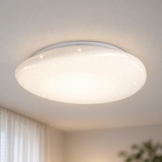 Eglo sileras plafoniera led 20,5w cct 2700k 6500k 45cm con telecomando per soggiorno moderna bianca