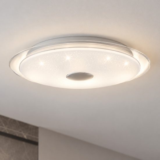 Eglo lanciano 1 plafoniera led 18,8w cct 3000k 5000k 40cm con telecomando per soggiorno moderna bianca