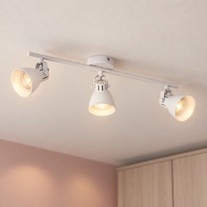 Eglo seras 1 plafoniera con 3 faretti gu10 led 8,4w 3000k orientabili 59,5cm per ingresso moderna bianca