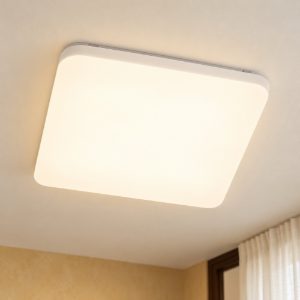 Eglo frania plafoniera led 50w 3000k 53cm per soggiorno moderna quadrata bianca
