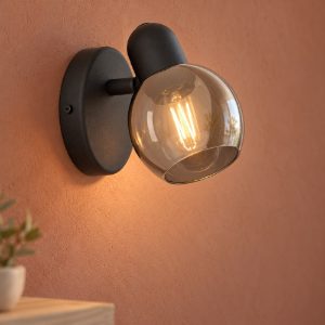 Eglo pollica applique con faretto e14 orientabile 6,5cm per ingresso moderna nera