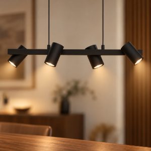 Eglo gatuela lampadario per sala da pranzo con faretti orientabili nero