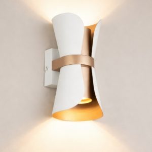 Applique design moderno bianco caffe 2 luci biemissione
