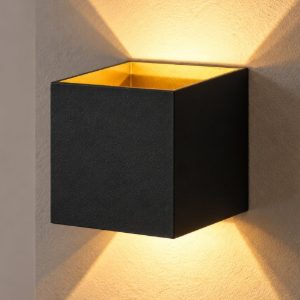 Applique da parete per scale led 4,3w 3000k 10cm cubo nero opaco