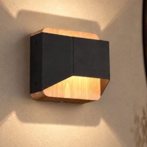 Applique moderna led 3000k dimmerabile nero opaco legno