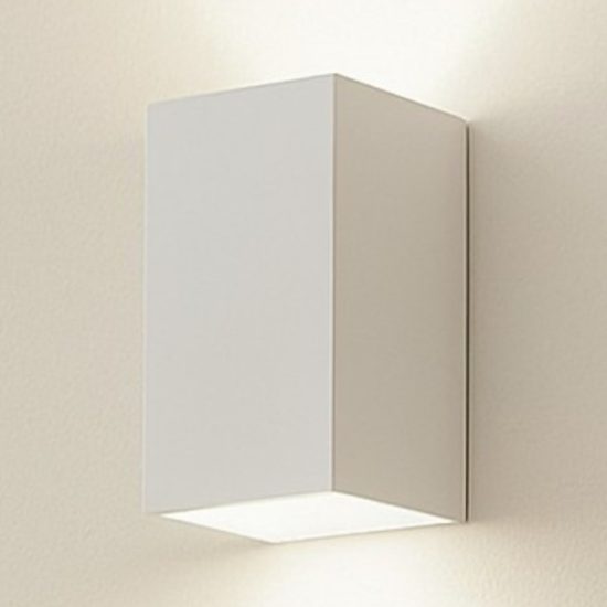 Applique parallelepipedo 2 luci di gesso ceramica bianco verniciabile