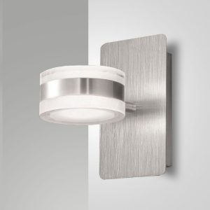 Fabas luce dunk applique led 16w 3000k orientabile da parete alluminio spazzolato